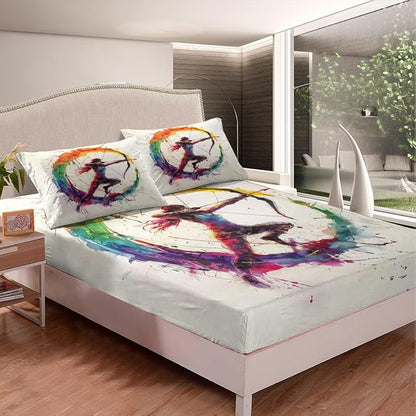 Manfei Archery Fitted Sheet Twin Size, Sports Gaming Theme Bedding Set 2pcs, Modern Archery Athletes Bed Cover with 1 Pillowcase, Kids Boys Teen Adult Room Decor, Soft Bedding(No Top Sheet)
