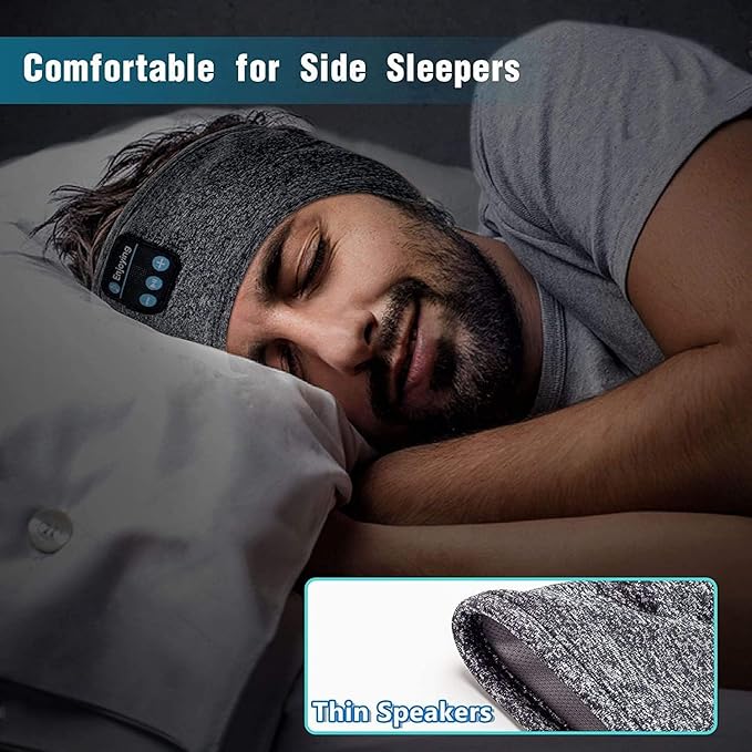 Wireless Bluetooth Sports Headband Headphones Ultra-Thin HD Stereo Perfect for Sleeping,Workout,Jogging,Yoga,Insomnia, Air Travel, Meditation Gray