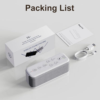 Raynic White Noise Machine, 42 Soothing Sounds Noise Machine, Rechargeable Battery Sound Machine with 8 Volumes, 5 Timers, Type-C Port, Headphone Jack for Baby, Adult, Home, Travel, Office