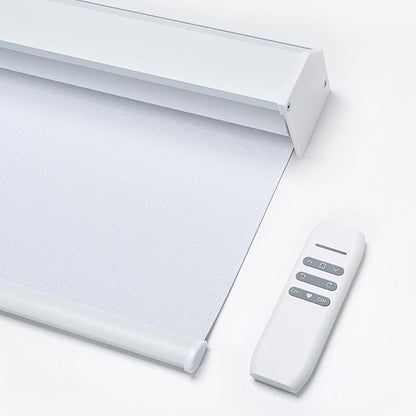 Motorized Blinds with Remote, Custom Automatic Electric Blackout Smart Blinds for Windows, Motorized Window Roller Shades Compatible with Alexa Google for Home Office, Elegant White