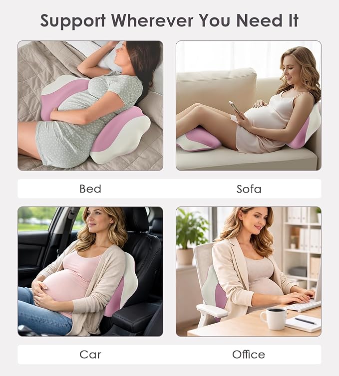 DONAMA Memory Foam Pregnancy Pillow- with Adjustable Air Bag for Back/Legs/Belly/HIPS Support, W-Shaped Pregnancy Wedge Pillows for Sleeping, Cooling Maternity Body Pillow for Pregnant Women