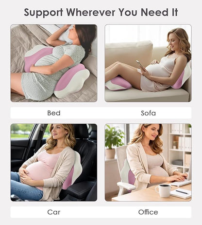 DONAMA Memory Foam Pregnancy Pillow- with Adjustable Air Bag for Back/Legs/Belly/HIPS Support, W-Shaped Pregnancy Wedge Pillows for Sleeping, Cooling Maternity Body Pillow for Pregnant Women