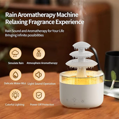 Bedroom Cloud Rain Humidifier, Essential Oil Diffuser with 7-Color LED Mood Light, Bedroom Sleep Aid with White Noise Rain Sound, Auto Shutdown Protection, Suitable for Home/Office/Daycare (White)