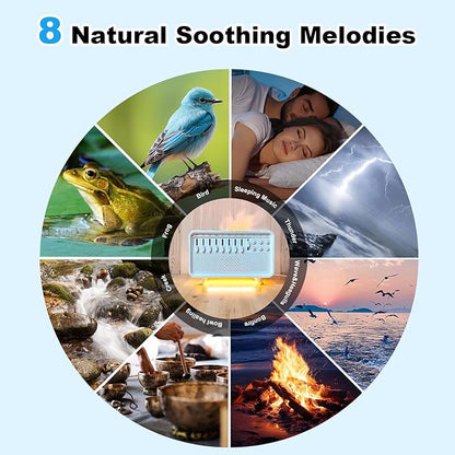 White Noise Night Light Humidifier, 3-in-1 White Noise Sound Machine Humidifier with 8 Ambient Sounds, Diffuser Sound Box Powered by USB, Sleep Sound Machine for Home Office, Timer