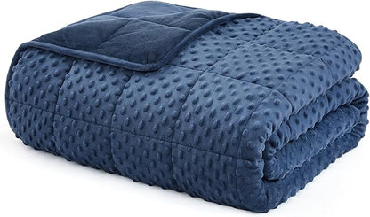L'AGRATY Weighted Blanket for Adult - 80"x87" 25lbs Minky Dots Heavy Blanket with Glass Beads Soft Breathable for All-Season Summer Fall Winter Thick Comfort for Sleeping
