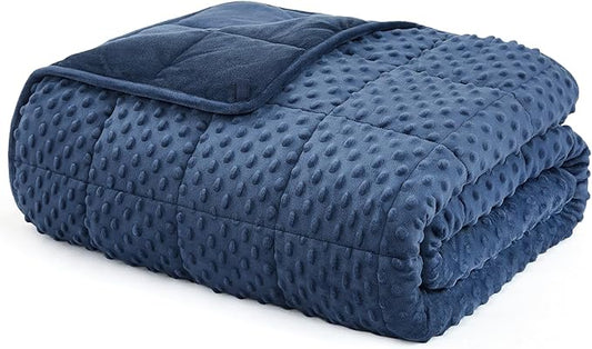 L'AGRATY Weighted Blanket for Adult - 80"x87" 20lbs Minky Dots Heavy Blanket with Glass Beads Soft Breathable for All-Season Summer Fall Winter Thick Comfort for Sleeping