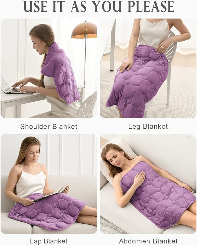 Cottonblue Weighted Lap Blanket Pad 7 lbs 29" x 24", Cozy Luxury Crystal Velvet Weighted Blanket for Adults, Small Weighted Blanket Throw All Season for Travel Relaxation Sleeping, Light Purple