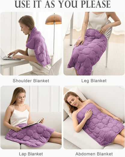 Cottonblue Weighted Lap Blanket Pad 7 lbs 29" x 24", Cozy Luxury Crystal Velvet Weighted Blanket for Adults, Small Weighted Blanket Throw All Season for Travel Relaxation Sleeping, Light Purple