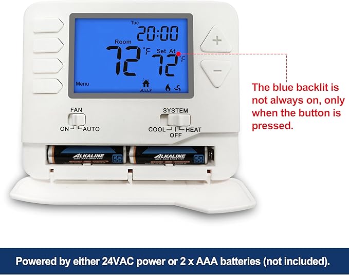ELECTECK 5-1-1 Day Programmable Digital Thermostat for Home, up to 1 Heat/1 Cool with Large LCD Display, Compatible with Single Stage Electrical and Gas System, White