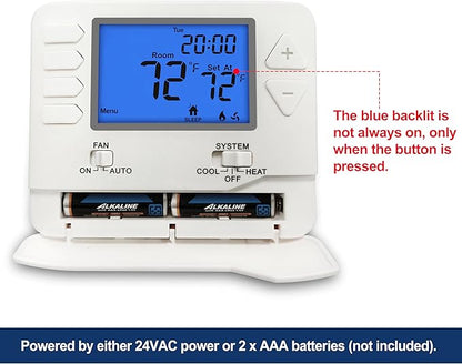 ELECTECK 5-1-1 Day Programmable Digital Thermostat for Home, up to 1 Heat/1 Cool with Large LCD Display, Compatible with Single Stage Electrical and Gas System, White