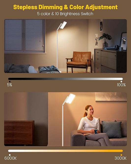 Sunlight Lamp, 12000 Lux Full Spectum Sun Lamp Natural Light Lamp for Home/Office/Morning Routine, 4 in 1 Mount, 5 Mode Adjustable 10 Brightess Levels, 5 Color Modes,Timer, Memory