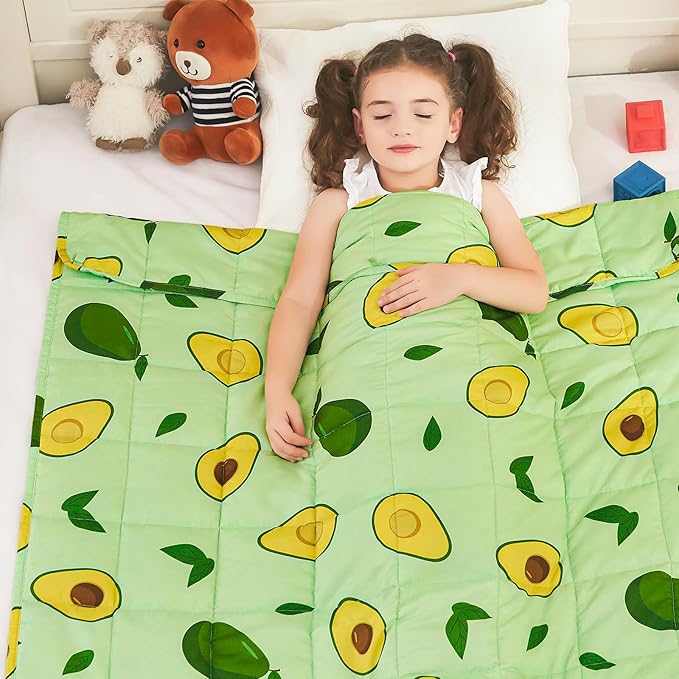 yescool Weighted Blanket 5 Pounds Cooling Weighted Lap Blanket, Green Avocados Heavy Blanket for Sleeping, Breathable Weighted Throw Blanket Gift for 40-60lbs, 36"x48"