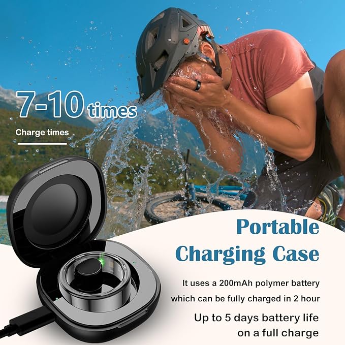 Smart Health Ring for Women Men,Fitness Tracker Smart Ring with Heart Rate,Sleep Monitor,Blood Oxygen,Steps,IP68 Waterproof Up to 5-7 Days Battery Life for iOS Android,No App Fee(Black,11)
