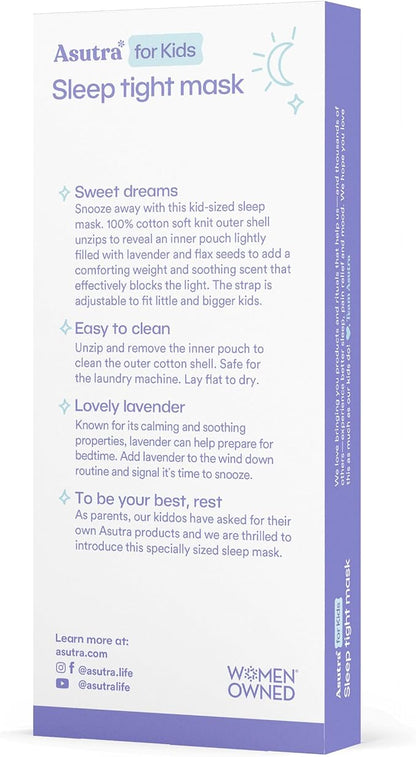 ASUTRA Kids Eye Pillow for Sleep, Gray Cotton Jersey | Filled w/Lavender Buds & Flax Seeds, Weighted Eye Mask, Meditation & Light Blocking Blindfold