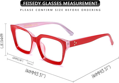 FEISEDY Retro Square Blue Light Blocking Reading Glasses Anti Glare Digital Eyestrain Reader B2479