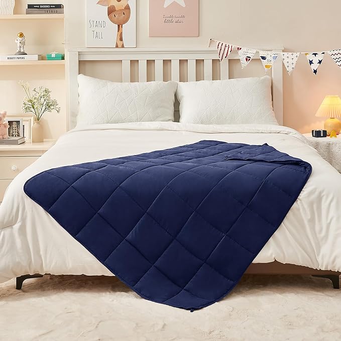 yescool Navy Weighted Blanket 7 Pounds Cooling Weighted Lap Blanket, Heavy Blanket for Sleeping, Weighted Throw Blanket Gift for 60-80lbs, 40"x60"