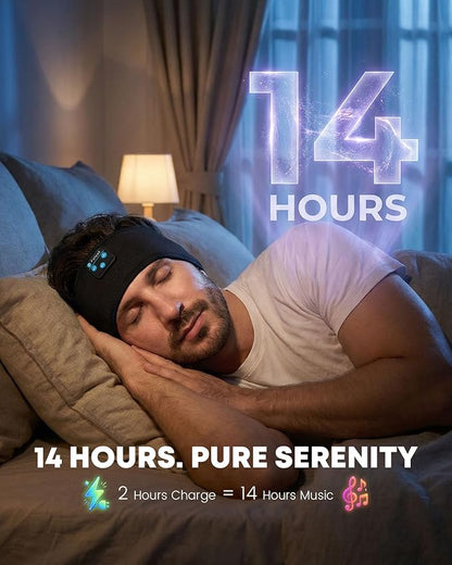 Sleep Headphones Bluetooth 5.4 Headband, Wireless Sleep Headphones with Built-in HD Stereo Speakers for Side Sleepers, Sweatproof Sports Headband for Workout Running Cool Gadget Unique Gifts for Men