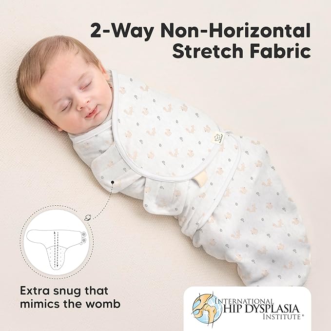 3-Pack Organic Baby Swaddle Sleep Sacks - Swaddles for Newborns, Infant 0-3 Months, Baby Girls, Boys, Soft & Snug Newborn Sleep Sack, Nursery Swaddling Blankets (Nibbles/Bruce, OS)