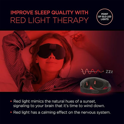 Advanced Glo to Sleep Eye Mask, Nighttime Adult Sleep Aid for Men & Women, Deep REM Sleep, Relaxation, Red & Blue Lighting, Patented Sleep Enhancement Technology Helps You Fall Asleep Quickly.