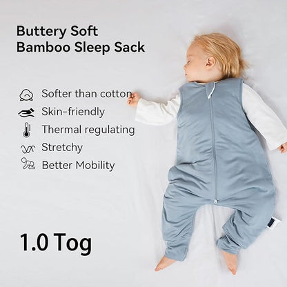 Rayon Made from Bamboo Toddler Sleep Sack with Feet 6-12 Months 1.0 Tog Ultra Soft Toddler Sleeping Sack Baby Sleep Bag Walker Quilted Wearable Blanket with Legs 2-Way Zipper Lightweight