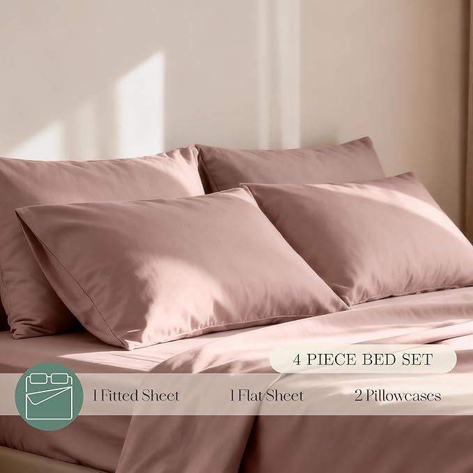 Eucalyptus Sheets - Infused with Silver for Anti-Odor, Softer Than Silk Fibers, More Cooling Than Cotton - Perfect for Hot Sleepers & Sensitive Skin - 100% Tencel Lyocell - Cali-King Sheet Set