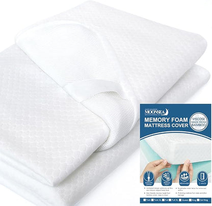 Moonsea Mattress Topper Cover (Cover Only) Twin Size, 3-4 Inch Zippered Viscose Made from Bamboo Cover for Latex Mattress Topper, Removable Memory Foam Mattress Topper Cover with Straps