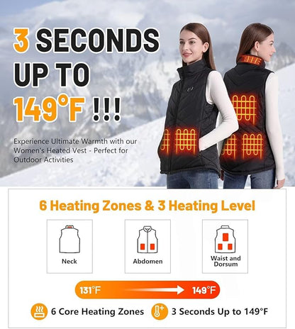 Womens Heated Vest, 5IN1 Smart Controller Electric Heating Jacket Coat Vests, Not Included Battery Pack