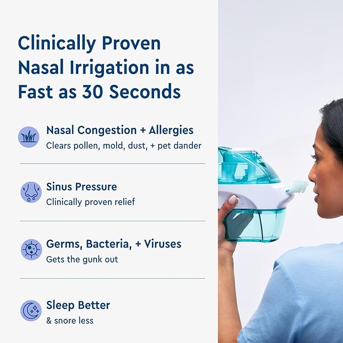 Navage Multi-User Bundle - Navage Irrigation System - Saline Nasal Rinse Kit with 1 Nose Cleaner, 30 Salt Pods, and Extra Nasal Dock and Pair of Nose Pillows