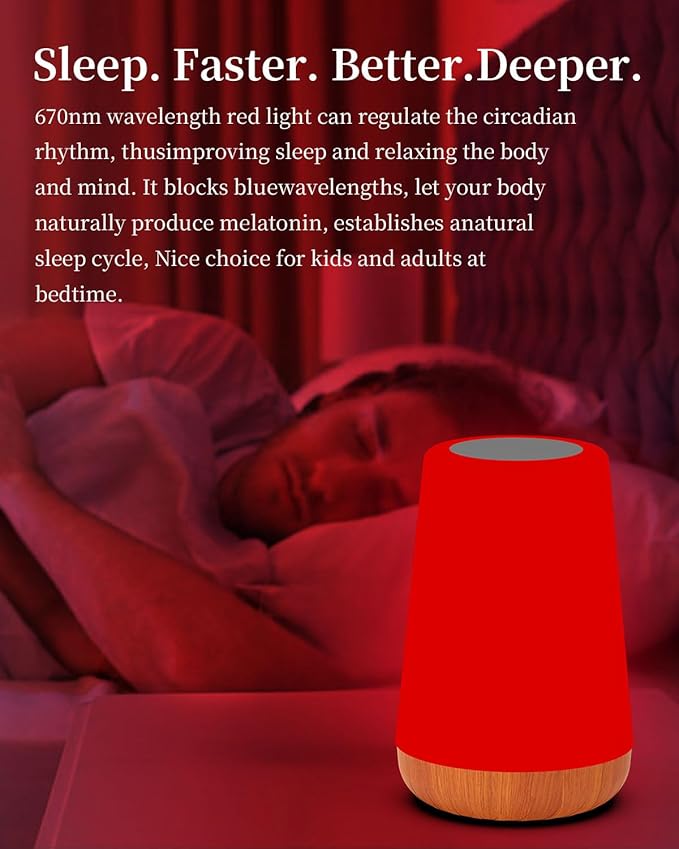 TLAOTNIY Red Light for Sleep Aid LampBlue Light Blocking Dimmable for Stress Relief Relaxation Travel Meditation and Yoga, 670nm Red Lamp (F-1 Pack)