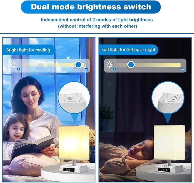 Sunrise Alarm Clock Wake Up Light - 3 Color LED with Sound & Light Awakening, Bioclock Adjustment & APP Control, Square Linen Shade for Bedroom Bedside