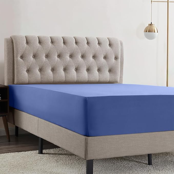 Empyrean 4 Pack Full Fitted Sheets - Deep Pocket, Fits 14-16 Inch Mattress, Ultra Soft Microfiber, Wrinkle-Resistant, Shrinkproof & Fade Resistant Sheets for Full Size Beds, Calm Blue