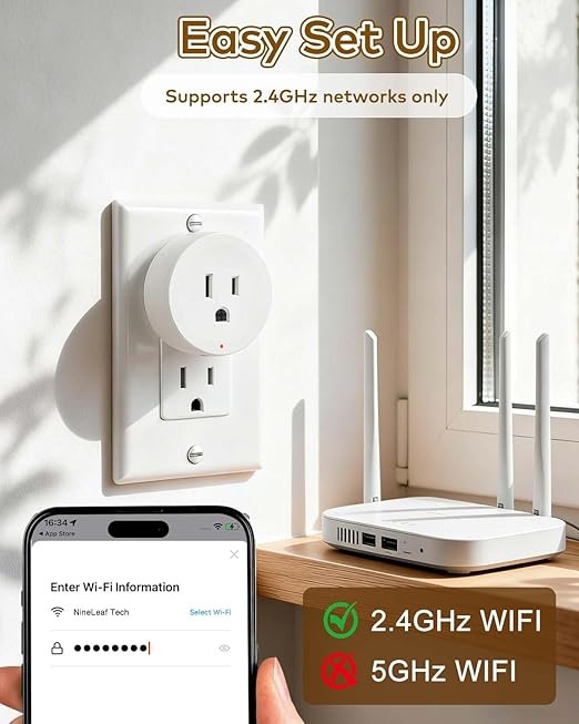 NineLeaf Smart Plug, WiFi Smart Plugs Work with Alexa and Google Home, Smart Outlet Timer with APP Remote Control, 2.4GHz Wi-Fi Only, No Hub Required, TUV FCC Listed,2 Set(2 Wi-Fi outlets+2 switches)