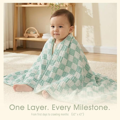 Ultra Soft Muslin Baby Blanket, A Versatile Swaddle and Bed Blanket for Babies, Toddlers, Boys, and Girls (1 Pack).