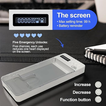 Cell Phone Timed Lock Box, PC ABS Self-Control Case withTimer, Timed Electronic Lock Box, Smart Device Locker for Study, Focus, Productivity