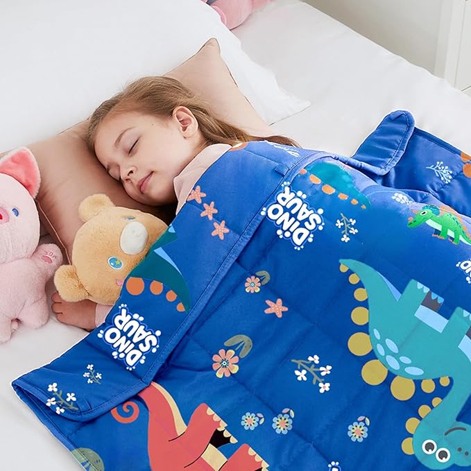 HOSUKKO Weighted Blanket - 2 lbs Blue Dinosaur Heavy Lap Indoor - Small Size Breathable Blanket(20 * 30 inches, 2 lbs)
