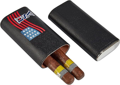 Cigar Case Travel Humidor Kit,The Leather Cigar Accessories with Case Cedar-Lined for Optimal Freshness- Men's Present Set for Home and Office