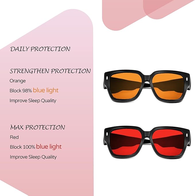 Sleep Blue Light Blocking Glasses for Men and Women, Computer Gaming Glasses Anti Eyestrain & UV Glare
