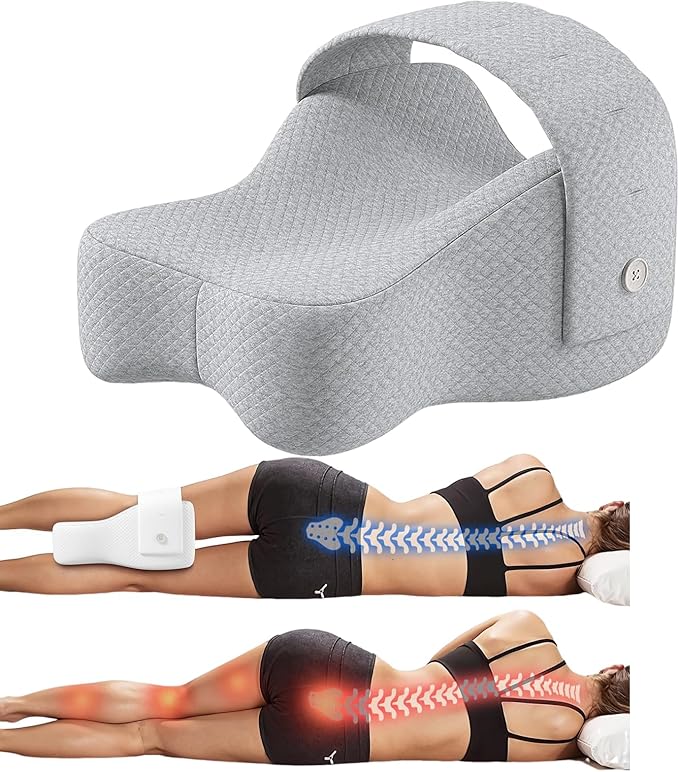 Knee Pillow for Side Sleepers, Large Comfortable Memory Foam Leg Pillow for Side Sleeping, Adjustable Strap, Pillow Sleeping Between Legs Aligns Spine (Gray)