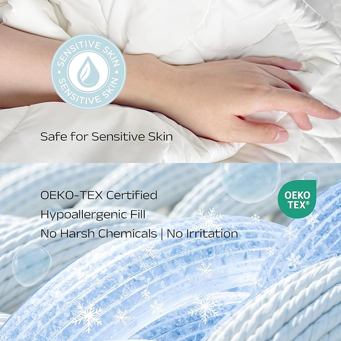 Cooling Comforter for Hot Sleepers - Lightweight Breathable Tencel Blend, Double Sided All-Season Comforter, Temperature Regulating & Machine Washable (Light Gray, Throw(70''L*60''W))