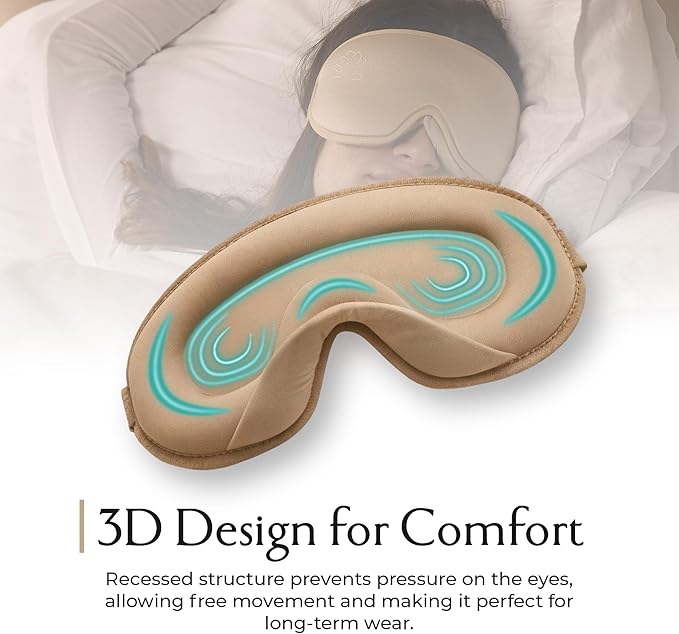 Anemone Sleep Mask for Women – Ultra Soft Cooling Fabric Eye Mask with 100% Light-Blocking Design, Deep Eye Cups, Zero-Pressure Fit