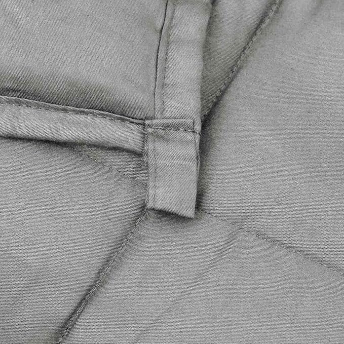 Gray Cotton Weighted Blanket King Size 33.1 lb, Hypoallergenic Breathable Fabric with Glass Beads for Anxiety Relief and Deep Sleep, Geometric Pattern, Easy Hand Wash, 86.6 x