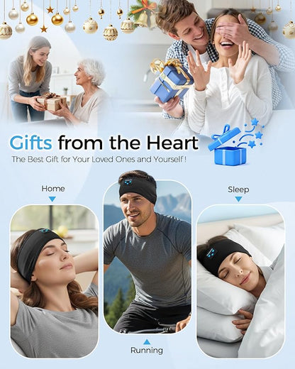 Sleep Headphone Bluetooth 5.4 Headband, Wireless Earphones Sweat Resistant with Ultra-Thin HD Stereo Speakers, Soft & Breathable Headband for Side Sleepers, Workout, Meditation, Travel