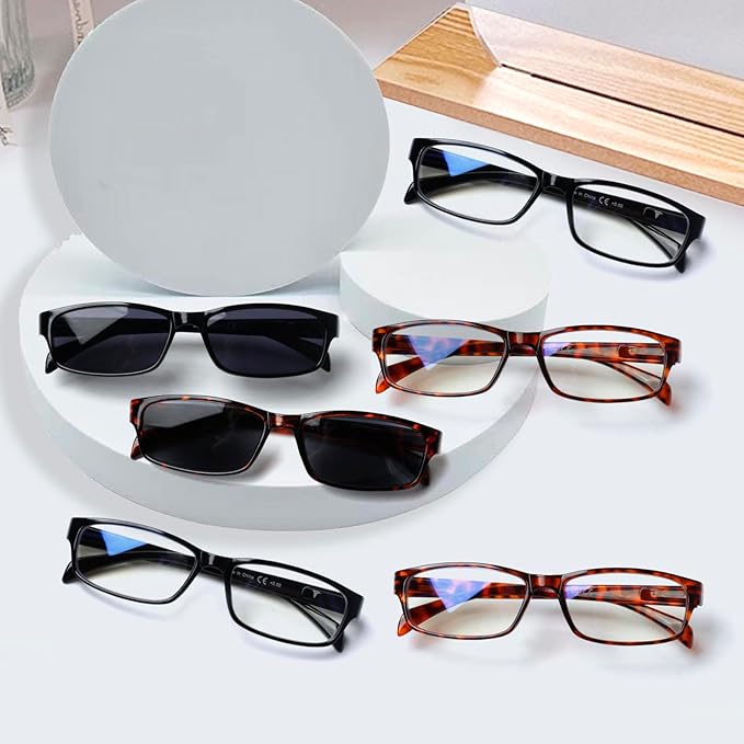 JOSCHOO Computer Reading Glasses for Women and Men 6 Pack Blue Light Blocking Spring Hinge Readers