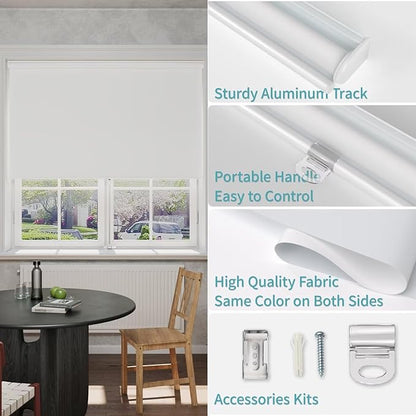 MYshade Blackout Cordless Roller Shades, Room Darkening Free-Stop Roll Up Blinds for Windows, Pull Down Blocking Blind for Home and Office, Easy to Install, 49.5" W X 72" H, White