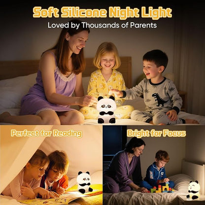 TLAOTNIY Squishy Cute Panda Night Light,Voice Controlled Light with 4 Color Modes Soft Silicone USB Charging Panda Lamp for Kids Room,Novelty Animal Night Lamp for Decor (A-1pack)