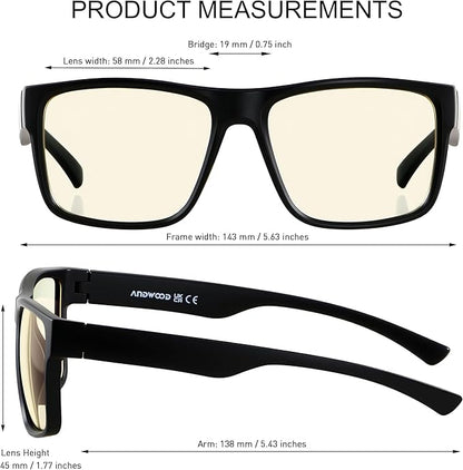 ANDWOOD Blue Light Blocking Glasses Men Women Computer TV Gaming AR Coatings Lens Improve Sleep Naturally Producing Melatonin