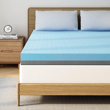 Maxzzz Full Mattress Topper,4 Inch Ventilated Design Memory Foam Queen Mattress Topper,Cooling Gel Infused Swirl Foam Pad for Pressure Relief Back Pain, CertiPUR-US Certified