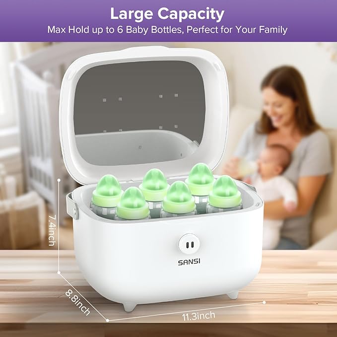 SANSI UV Light Sanitizer Box with 360° UVC Chips, Sanitizes in 5 Minutes 5.1L Large Capacity Sanitizer for Baby & The Whole Family (15W)