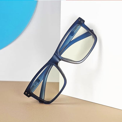 Eyekepper Oversized Reading Glasses Square Large Blue Light Readers for Men Women - Blue +3.50
