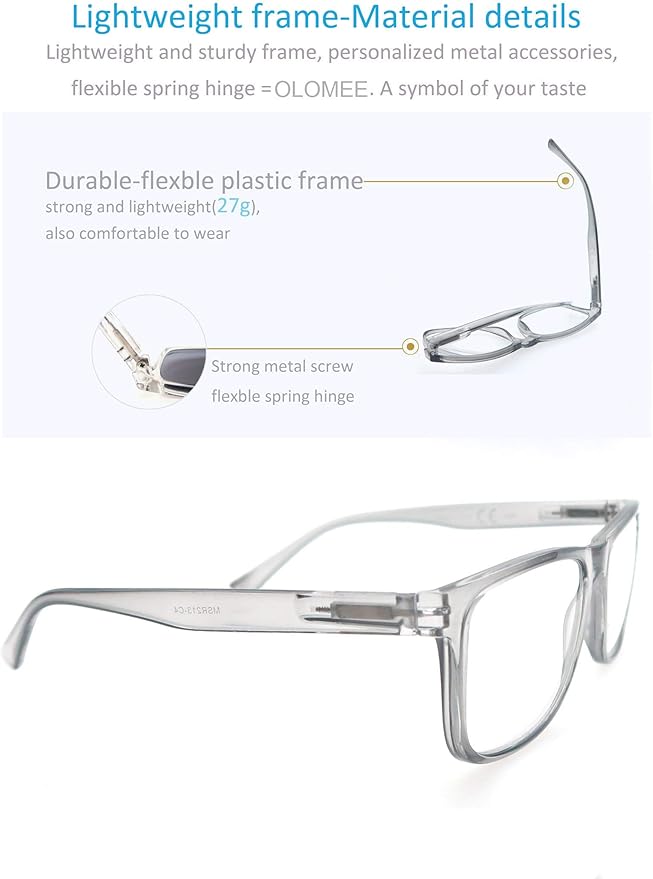 Blue Light Blocking Reading Glasses Men Large Oversized Square Readers Wide fit Cheaters for Men W/Big Head/Large Face